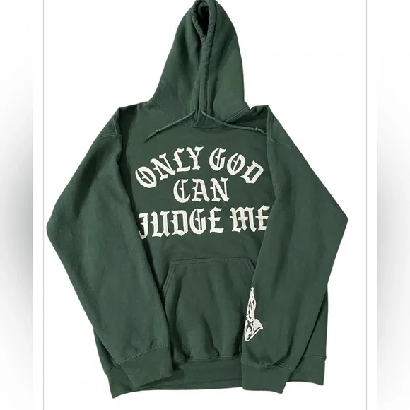 Gildan Men Green Jacket Only God Can Judge Me Size Medium - Picture 2 of 10